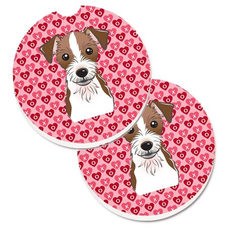 Carolines Treasures Jack Russell Terrier Hearts Cup Holder Car Coasters - Set of 2 BB5272CARC